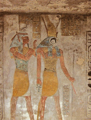 Relief of Horus and Geb from KV14.jpg